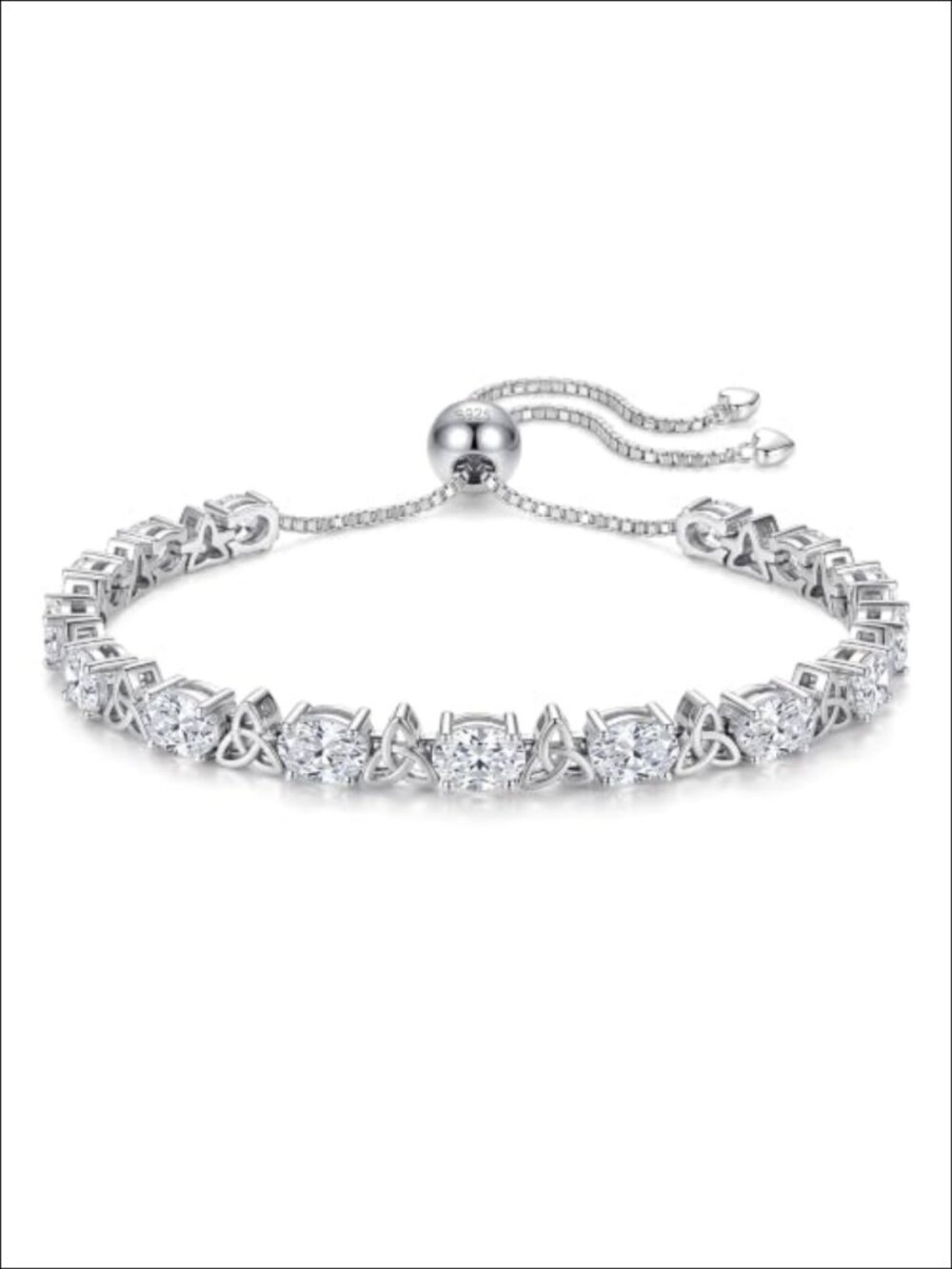 7.5CT Oval Cut Simulated Diamond Tennis Bracelet, Sterling Silver White Gold